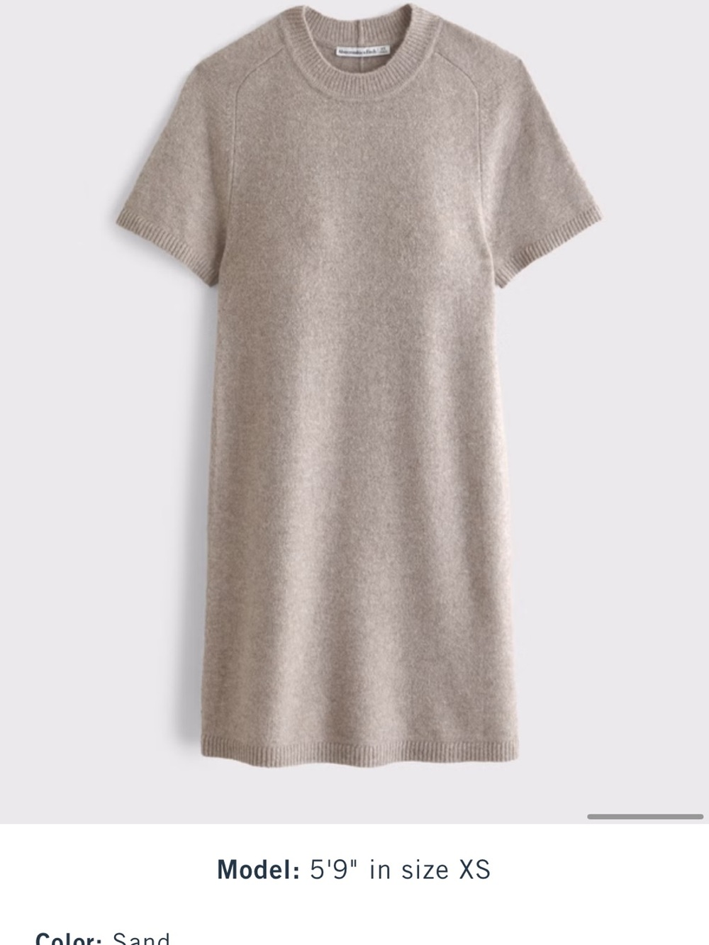 Abercrombie & Fitch Short-Sleeve Knit Midi Dress in Sand